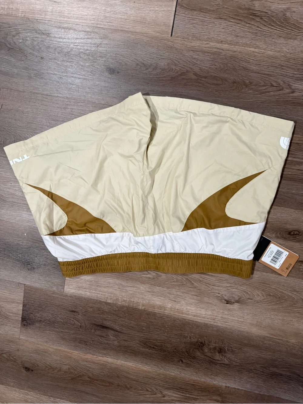 The North Face Men's Light Beige Shorts with Mustard Waistband